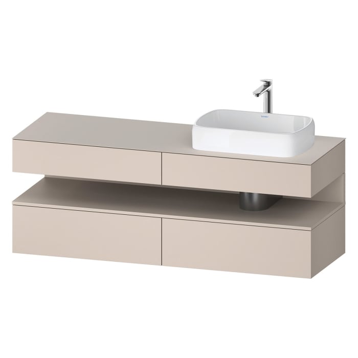 Duravit Qatego Konsolenwaschtischunterbau mit Ausschnitt rechts 160 x 60 cm, 4 Auszüge