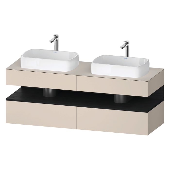 Duravit Qatego Konsolenwaschtischunterbau mit zwei Ausschnitten 160 x 60 cm, 4 Auszüge