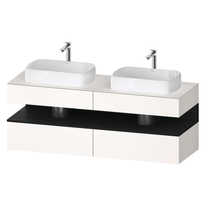 Duravit Qatego Konsolenwaschtischunterbau mit zwei Ausschnitten 160 x 60 cm, 4 Auszüge, mit LED Beleuchtung
