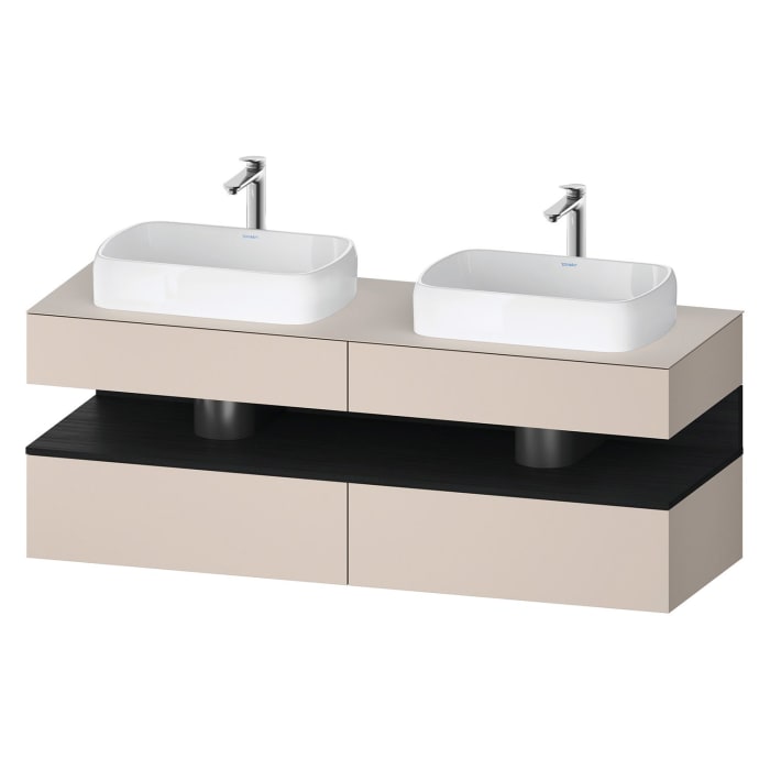 Duravit Qatego Konsolenwaschtischunterbau mit zwei Ausschnitten 160 x 60 cm, 4 Auszüge