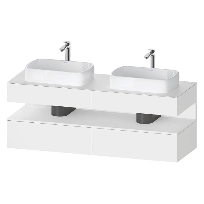 Duravit Qatego Konsolenwaschtischunterbau mit zwei Ausschnitten 160 x 60 cm, 4 Auszüge, mit LED Beleuchtung