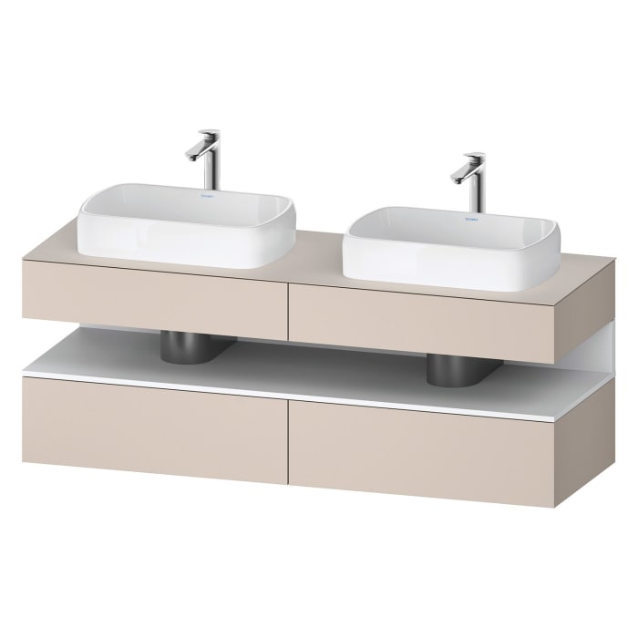 Duravit Qatego Konsolenwaschtischunterbau mit zwei Ausschnitten 160 x 60 cm, 4 Auszüge