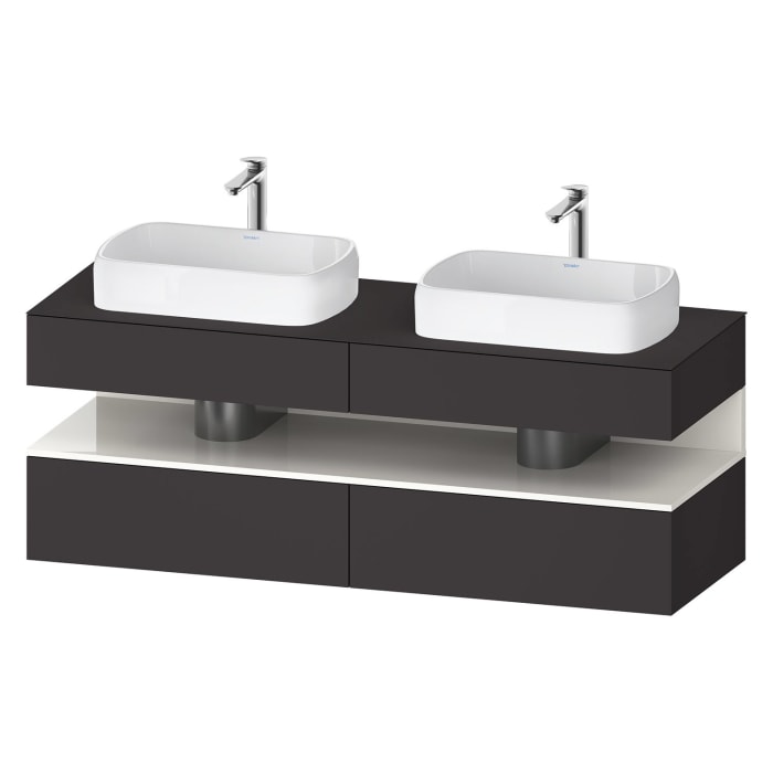 Duravit Qatego Konsolenwaschtischunterbau mit zwei Ausschnitten 160 x 60 cm, 4 Auszüge, mit LED Beleuchtung