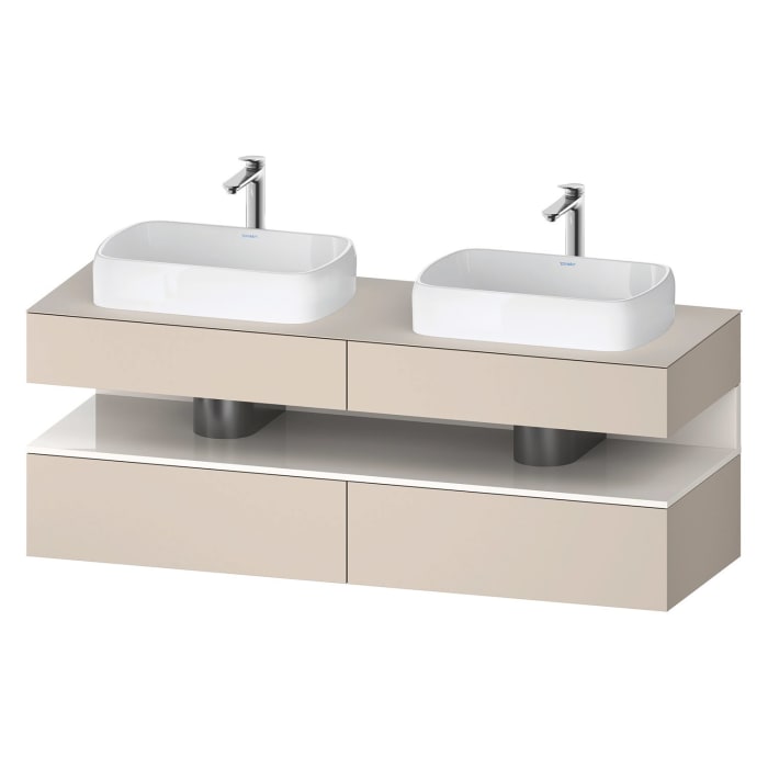 Duravit Qatego Konsolenwaschtischunterbau mit zwei Ausschnitten 160 x 60 cm, 4 Auszüge, mit LED Beleuchtung