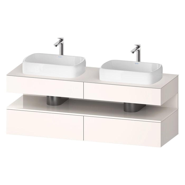 Duravit Qatego Konsolenwaschtischunterbau mit zwei Ausschnitten 160 x 60 cm, 4 Auszüge, mit LED Beleuchtung