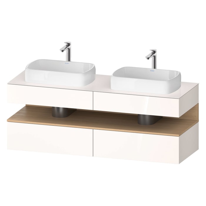 Duravit Qatego Konsolenwaschtischunterbau mit zwei Ausschnitten 160 x 60 cm, 4 Auszüge