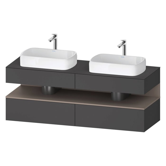 Duravit Qatego Konsolenwaschtischunterbau mit zwei Ausschnitten 160 x 60 cm, 4 Auszüge