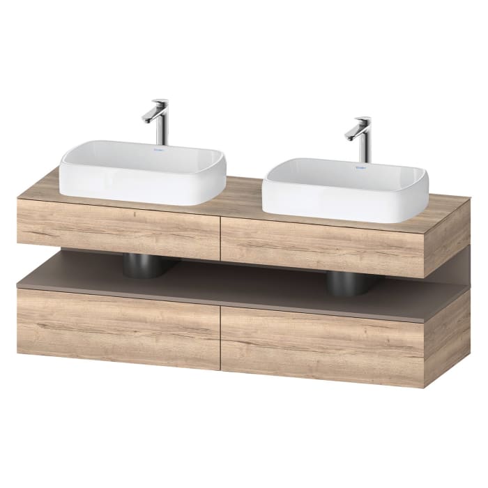 Duravit Qatego Konsolenwaschtischunterbau mit zwei Ausschnitten 160 x 60 cm, 4 Auszüge