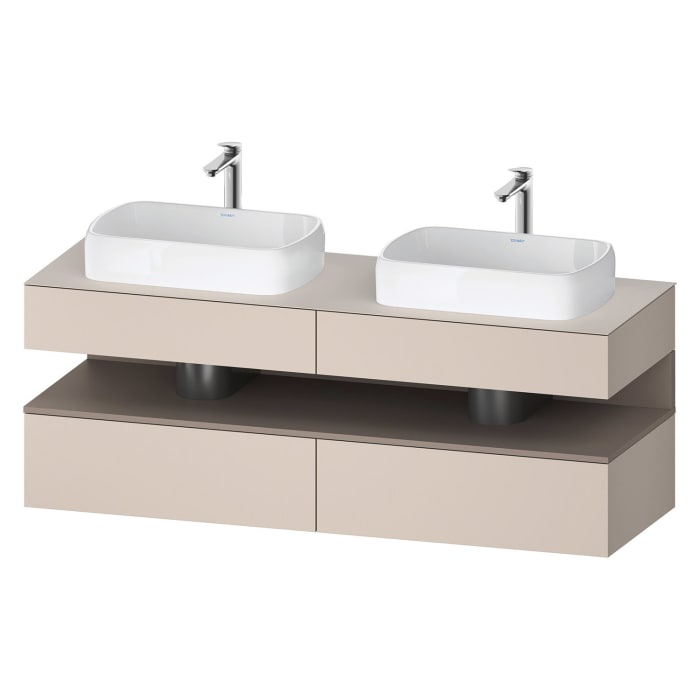 Duravit Qatego Konsolenwaschtischunterbau mit zwei Ausschnitten 160 x 60 cm, 4 Auszüge, mit LED Beleuchtung