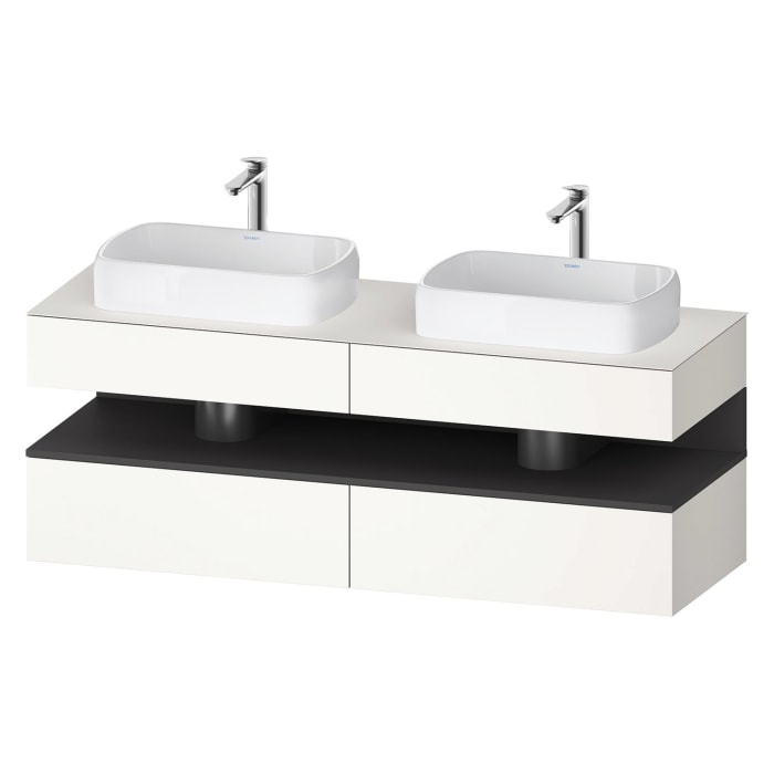 Duravit Qatego Konsolenwaschtischunterbau mit zwei Ausschnitten 160 x 60 cm, 4 Auszüge, mit LED Beleuchtung