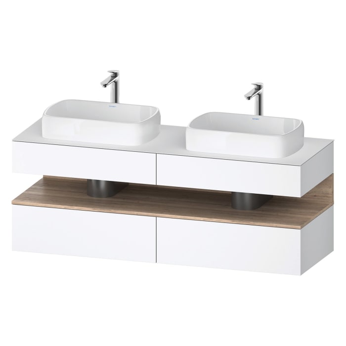 Duravit Qatego Konsolenwaschtischunterbau mit zwei Ausschnitten 160 x 60 cm, 4 Auszüge