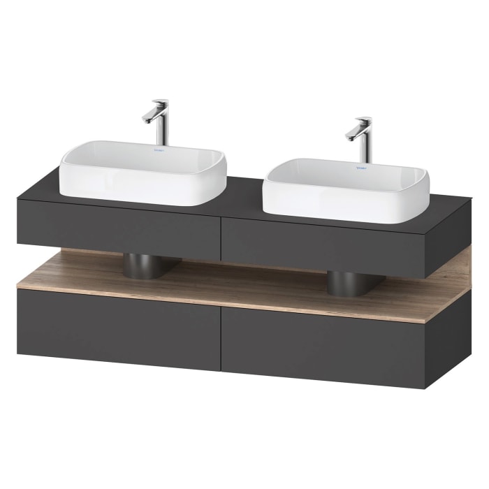 Duravit Qatego Konsolenwaschtischunterbau mit zwei Ausschnitten 160 x 60 cm, 4 Auszüge