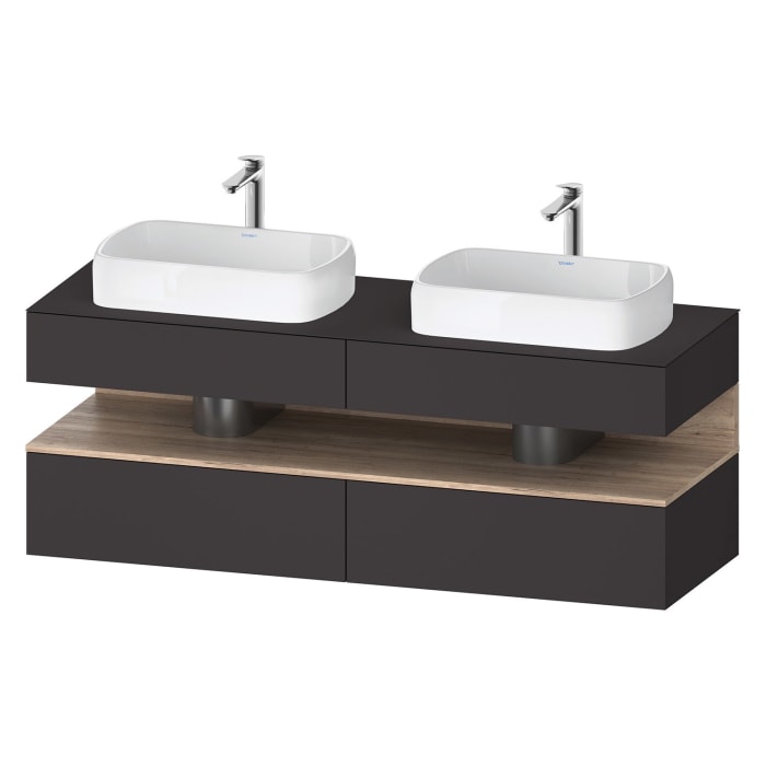 Duravit Qatego Konsolenwaschtischunterbau mit zwei Ausschnitten 160 x 60 cm, 4 Auszüge