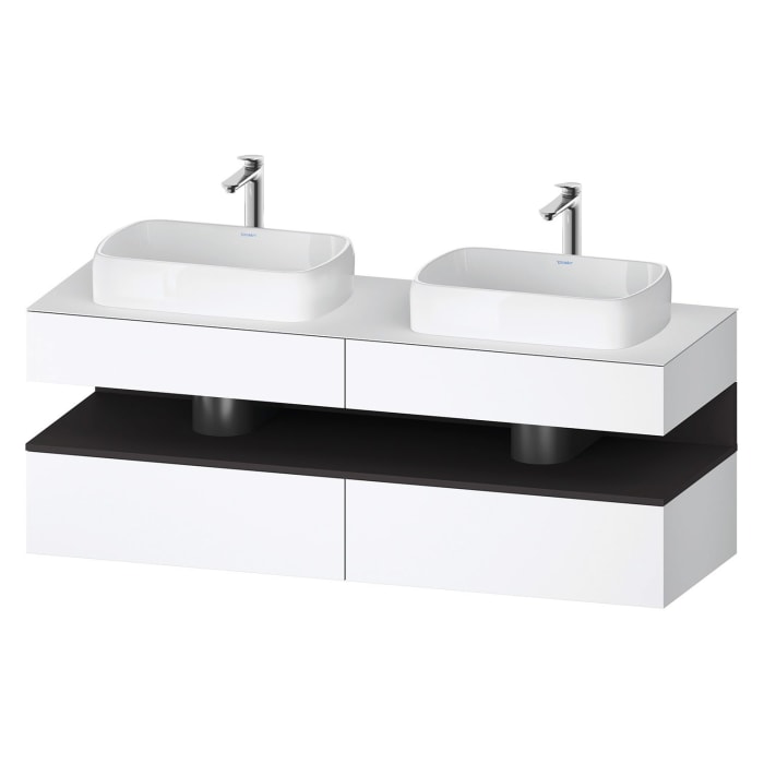 Duravit Qatego Konsolenwaschtischunterbau mit zwei Ausschnitten 160 x 60 cm, 4 Auszüge, mit LED Beleuchtung