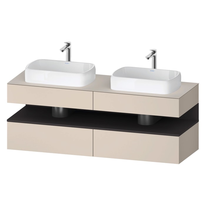 Duravit Qatego Konsolenwaschtischunterbau mit zwei Ausschnitten 160 x 60 cm, 4 Auszüge