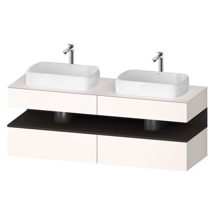 Duravit Qatego Konsolenwaschtischunterbau mit zwei Ausschnitten 160 x 60 cm, 4 Auszüge, mit LED Beleuchtung