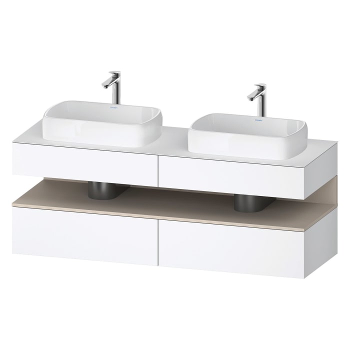 Duravit Qatego Konsolenwaschtischunterbau mit zwei Ausschnitten 160 x 60 cm, 4 Auszüge, mit LED Beleuchtung