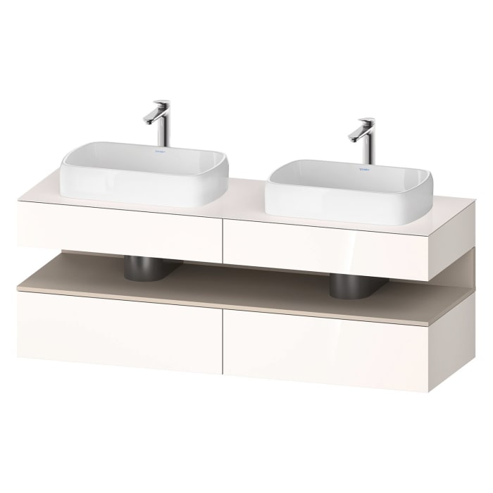 Duravit Qatego Konsolenwaschtischunterbau mit zwei Ausschnitten 160 x 60 cm, 4 Auszüge, mit LED Beleuchtung