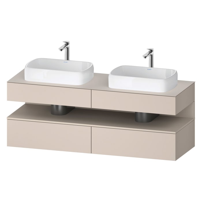 Duravit Qatego Konsolenwaschtischunterbau mit zwei Ausschnitten 160 x 60 cm, 4 Auszüge