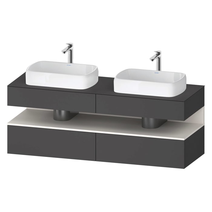 Duravit Qatego Konsolenwaschtischunterbau mit zwei Ausschnitten 160 x 60 cm, 4 Auszüge, mit LED Beleuchtung