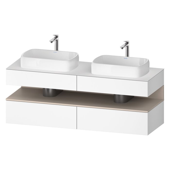 Duravit Qatego Konsolenwaschtischunterbau mit zwei Ausschnitten 160 x 60 cm, 4 Auszüge