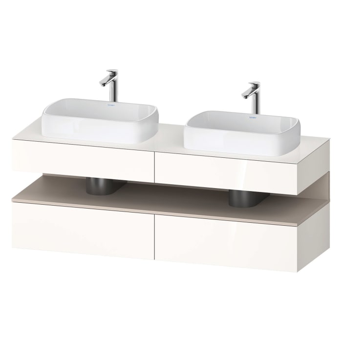 Duravit Qatego Konsolenwaschtischunterbau mit zwei Ausschnitten 160 x 60 cm, 4 Auszüge