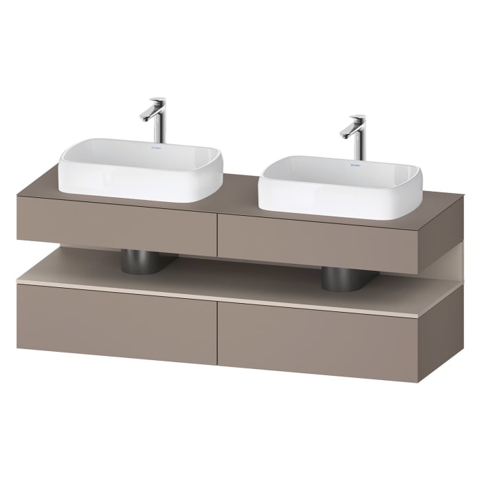 Duravit Qatego Konsolenwaschtischunterbau mit zwei Ausschnitten 160 x 60 cm, 4 Auszüge, mit LED Beleuchtung