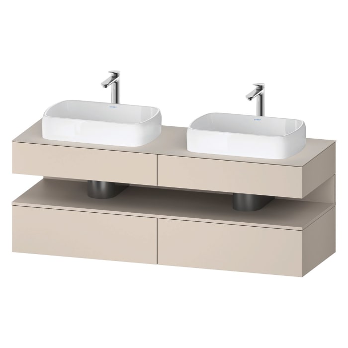 Duravit Qatego Konsolenwaschtischunterbau mit zwei Ausschnitten 160 x 60 cm, 4 Auszüge, mit LED Beleuchtung