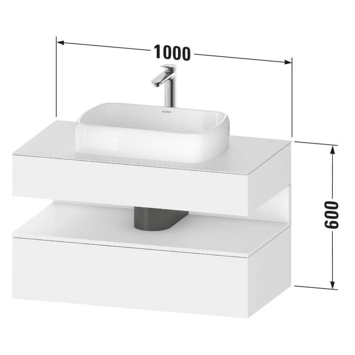 Duravit Qatego Konsolenwaschtischunterbau mit Ausschnitt mittig 100 x 60 cm, 2 Auszüge, mit LED Beleuchtung