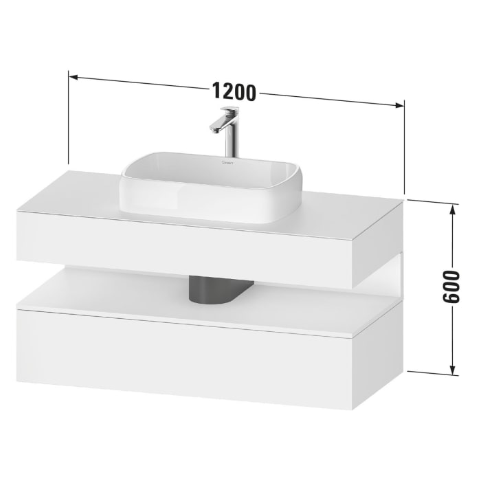 Duravit Qatego Konsolenwaschtischunterbau mit Ausschnitt mittig 120 x 60 cm, 2 Auszüge