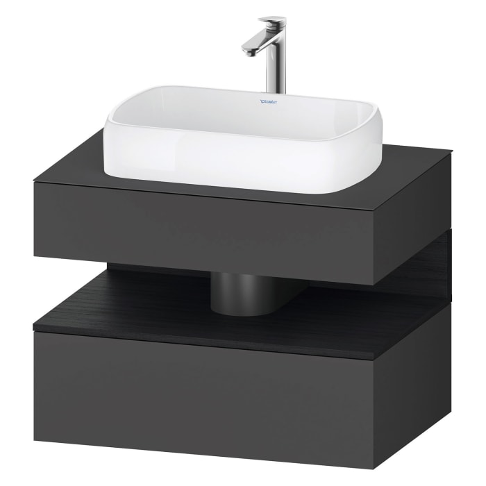 Duravit Qatego Konsolenwaschtischunterbau mit Ausschnitt mittig 80 x 60 cm, 2 Auszüge