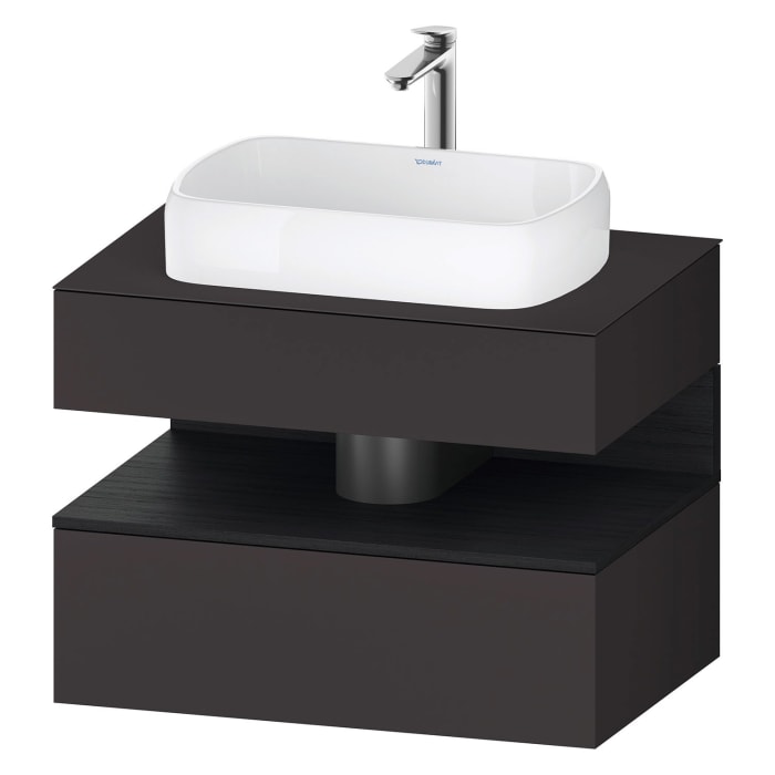 Duravit Qatego Konsolenwaschtischunterbau mit Ausschnitt mittig 80 x 60 cm, 2 Auszüge, mit LED Beleuchtung