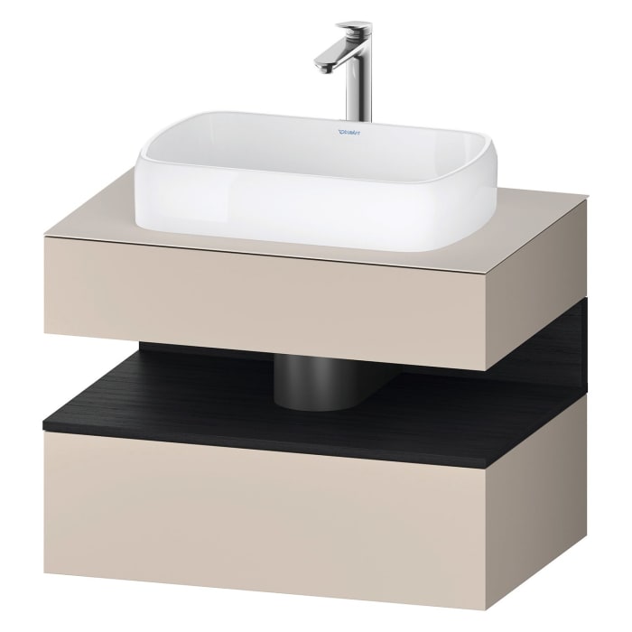 Duravit Qatego Konsolenwaschtischunterbau mit Ausschnitt mittig 80 x 60 cm, 2 Auszüge