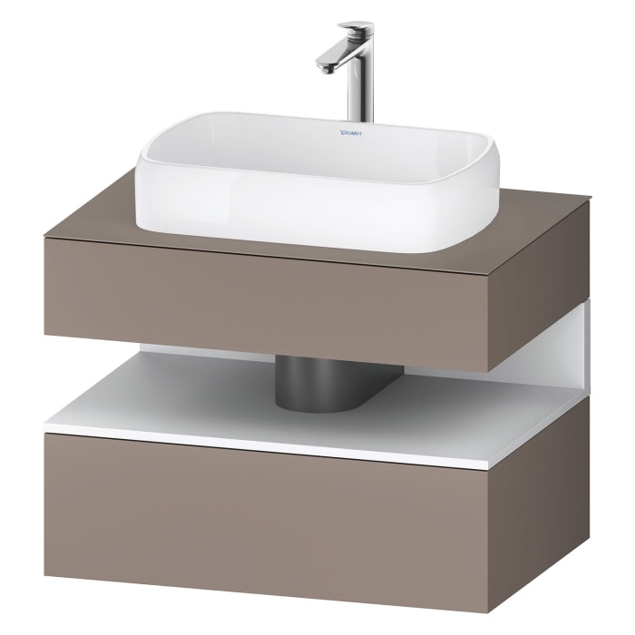 Duravit Qatego Konsolenwaschtischunterbau mit Ausschnitt mittig 80 x 60 cm, 2 Auszüge, mit LED Beleuchtung