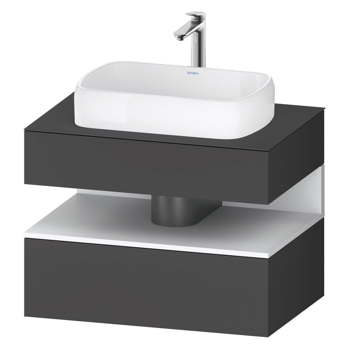 Duravit Qatego Konsolenwaschtischunterbau mit Ausschnitt mittig 80 x 60 cm, 2 Auszüge, mit LED Beleuchtung