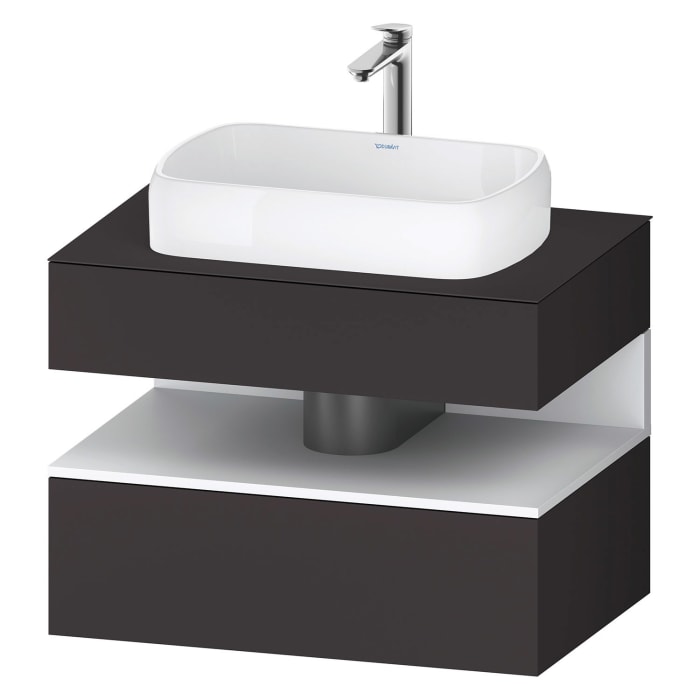 Duravit Qatego Konsolenwaschtischunterbau mit Ausschnitt mittig 80 x 60 cm, 2 Auszüge