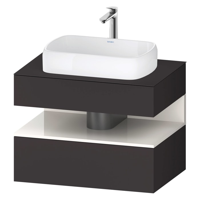 Duravit Qatego Konsolenwaschtischunterbau mit Ausschnitt mittig 80 x 60 cm, 2 Auszüge