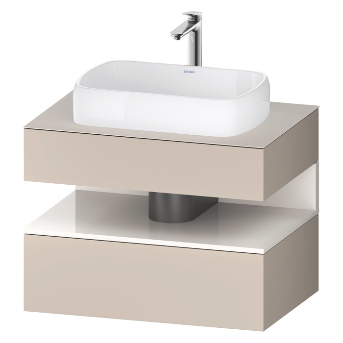 Duravit Qatego Konsolenwaschtischunterbau mit Ausschnitt mittig 80 x 60 cm, 2 Auszüge, mit LED Beleuchtung