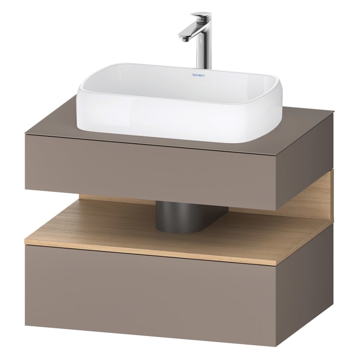 Duravit Qatego Konsolenwaschtischunterbau mit Ausschnitt mittig 80 x 60 cm, 2 Auszüge, mit LED Beleuchtung