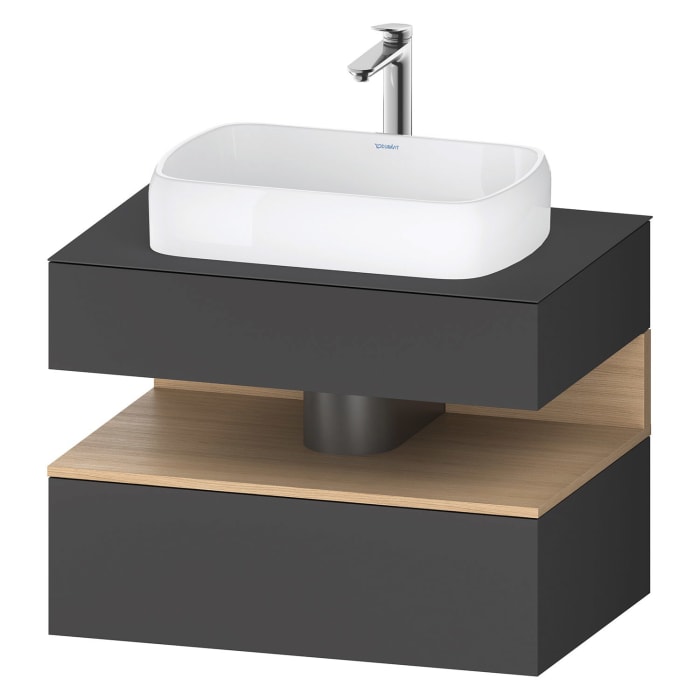 Duravit Qatego Konsolenwaschtischunterbau mit Ausschnitt mittig 80 x 60 cm, 2 Auszüge
