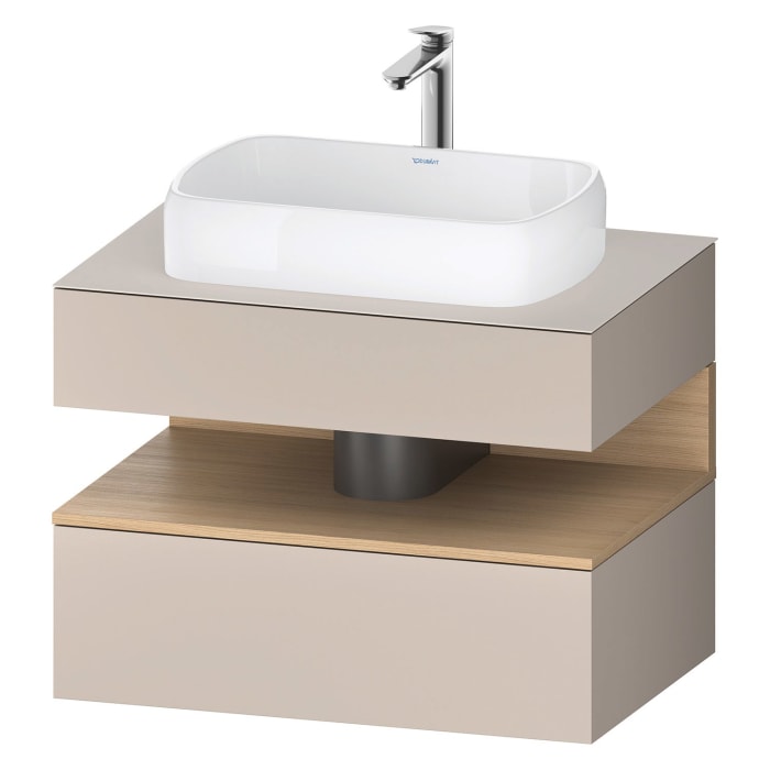 Duravit Qatego Konsolenwaschtischunterbau mit Ausschnitt mittig 80 x 60 cm, 2 Auszüge, mit LED Beleuchtung