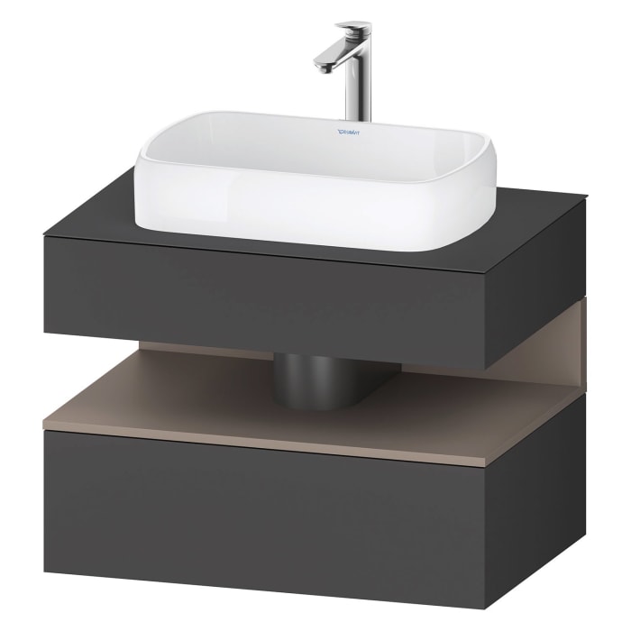 Duravit Qatego Konsolenwaschtischunterbau mit Ausschnitt mittig 80 x 60 cm, 2 Auszüge, mit LED Beleuchtung