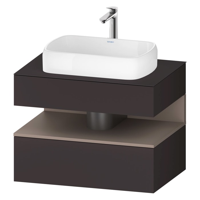 Duravit Qatego Konsolenwaschtischunterbau mit Ausschnitt mittig 80 x 60 cm, 2 Auszüge, mit LED Beleuchtung