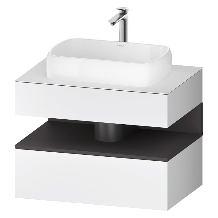 Duravit Qatego Konsolenwaschtischunterbau mit Ausschnitt mittig 80 x 60 cm, 2 Auszüge, mit LED Beleuchtung