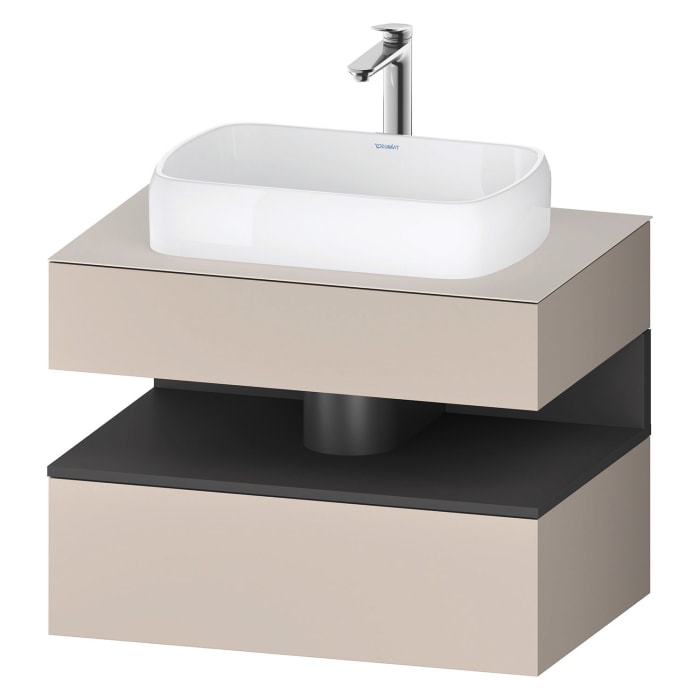 Duravit Qatego Konsolenwaschtischunterbau mit Ausschnitt mittig 80 x 60 cm, 2 Auszüge, mit LED Beleuchtung