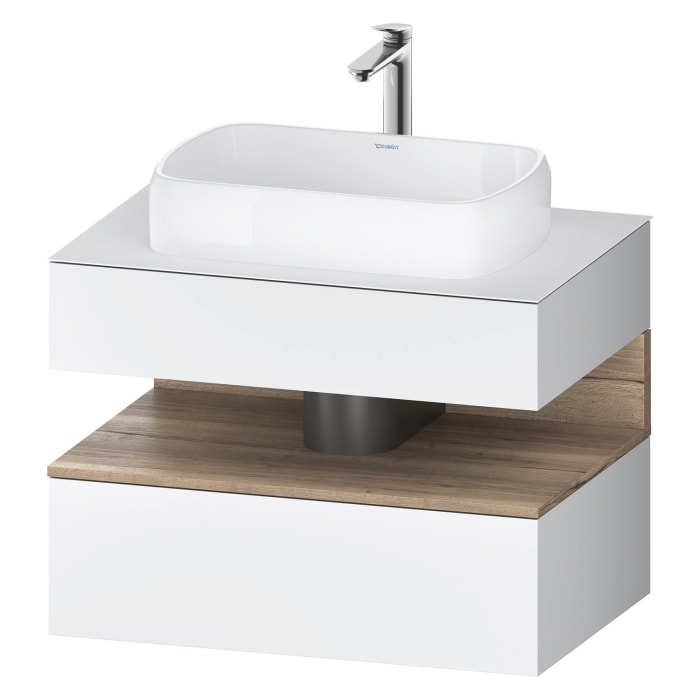 Duravit Qatego Konsolenwaschtischunterbau mit Ausschnitt mittig 80 x 60 cm, 2 Auszüge