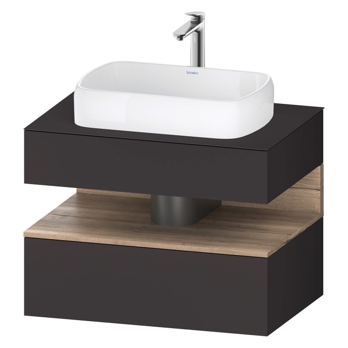 Duravit Qatego Konsolenwaschtischunterbau mit Ausschnitt mittig 80 x 60 cm, 2 Auszüge, mit LED Beleuchtung