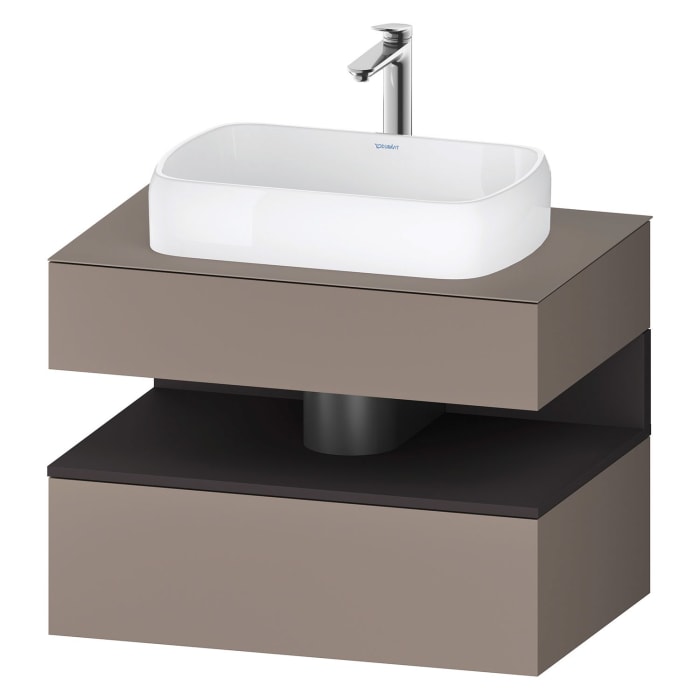 Duravit Qatego Konsolenwaschtischunterbau mit Ausschnitt mittig 80 x 60 cm, 2 Auszüge