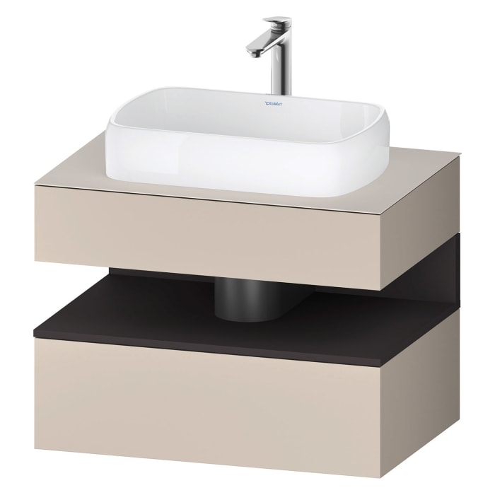 Duravit Qatego Konsolenwaschtischunterbau mit Ausschnitt mittig 80 x 60 cm, 2 Auszüge, mit LED Beleuchtung