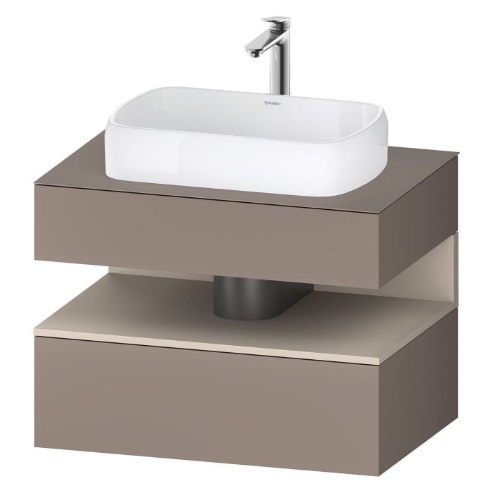 Duravit Qatego Konsolenwaschtischunterbau mit Ausschnitt mittig 80 x 60 cm, 2 Auszüge, mit LED Beleuchtung